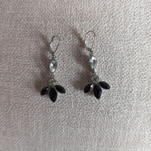 Elegant Black & Clear Crystal Drop Earrings